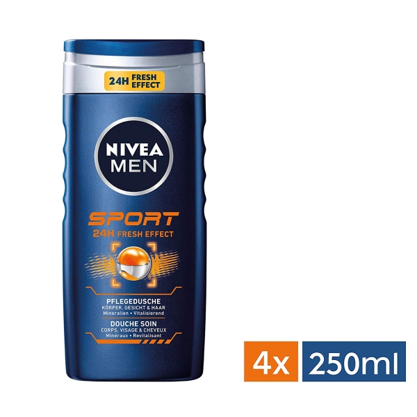 4er Nivea Men Sport Duschgel für Körper, 4*250ml